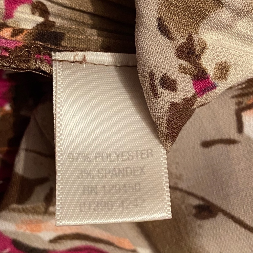 Christopher & Banks Floral Blouse Womens Small Taupe & Hot Pink Professional - Picture 5 of 12
